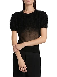 Feathered Sheer Silk Top