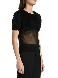 Feathered Sheer Silk Top