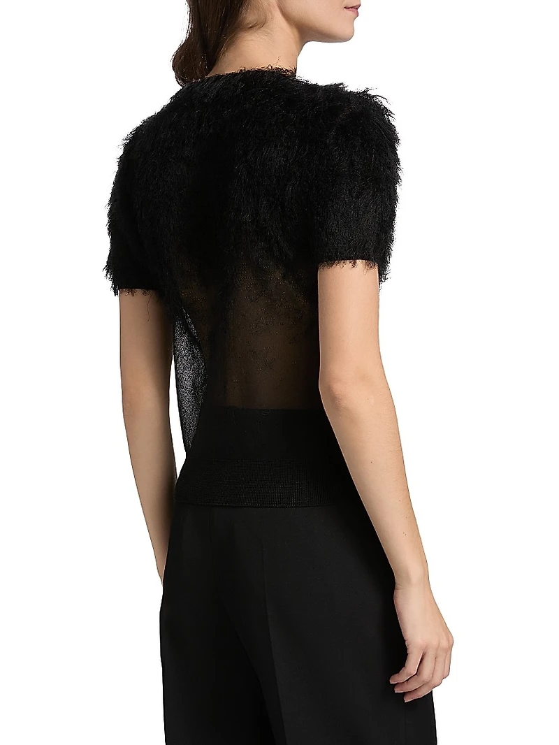Feathered Sheer Silk Top