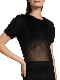 Feathered Sheer Silk Top