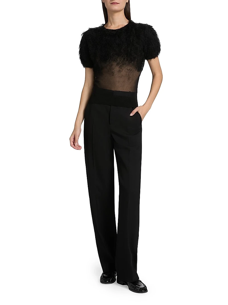 Feathered Sheer Silk Top