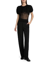 Feathered Sheer Silk Top