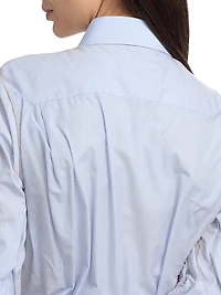 Crinkled Stripe Cotton Button-Down Shirt