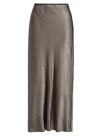 Textured Satin Midi-Skirt