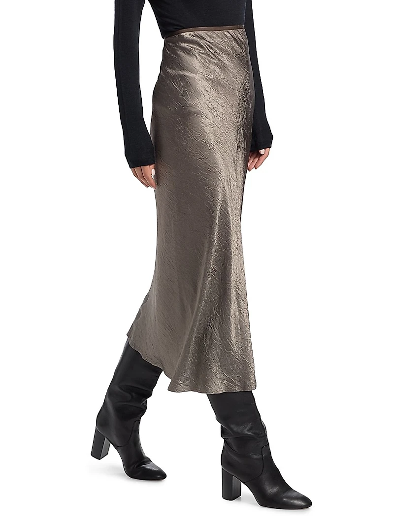 Textured Satin Midi-Skirt