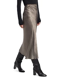 Textured Satin Midi-Skirt