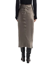 Textured Satin Midi-Skirt