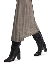 Textured Satin Midi-Skirt