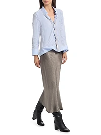 Textured Satin Midi-Skirt