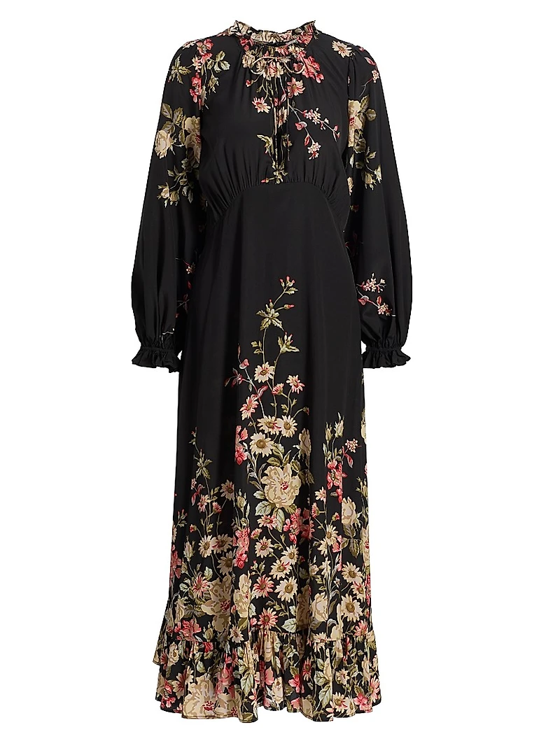 Jolie Floral Print Midi-Dress