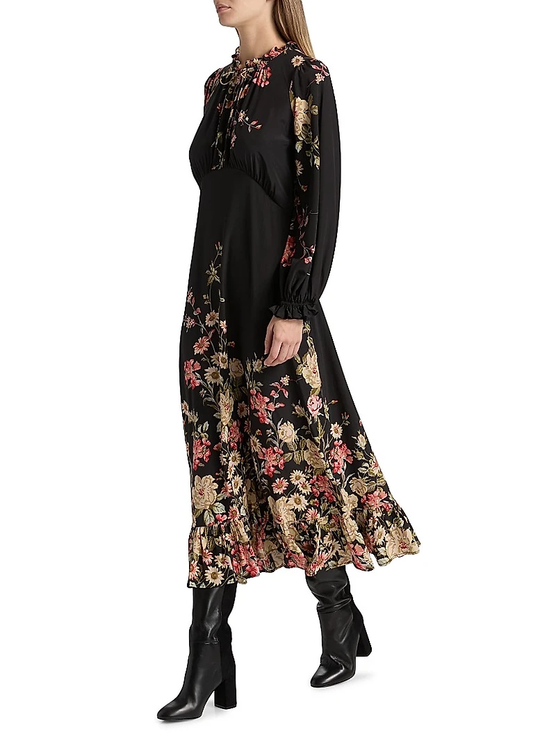 Jolie Floral Print Midi-Dress