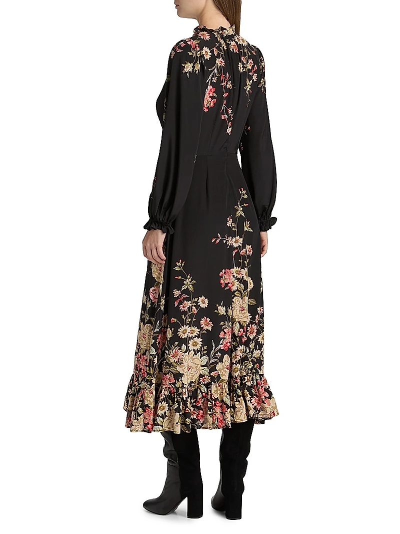 Jolie Floral Print Midi-Dress