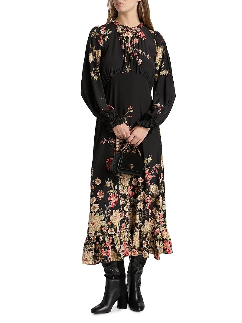 Jolie Floral Print Midi-Dress