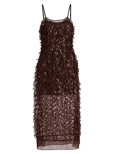 Mesh Sequined Midi-Slipdress