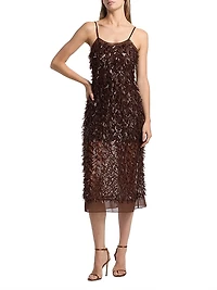 Mesh Sequined Midi-Slipdress