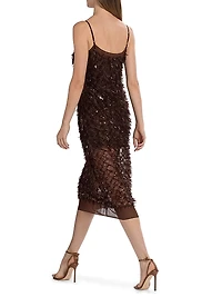 Mesh Sequined Midi-Slipdress