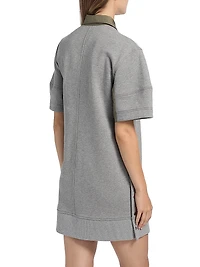 Contrast-Trim Snap Terry Polo Minidress