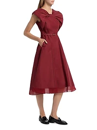 Draped Bow Cocktail Dress