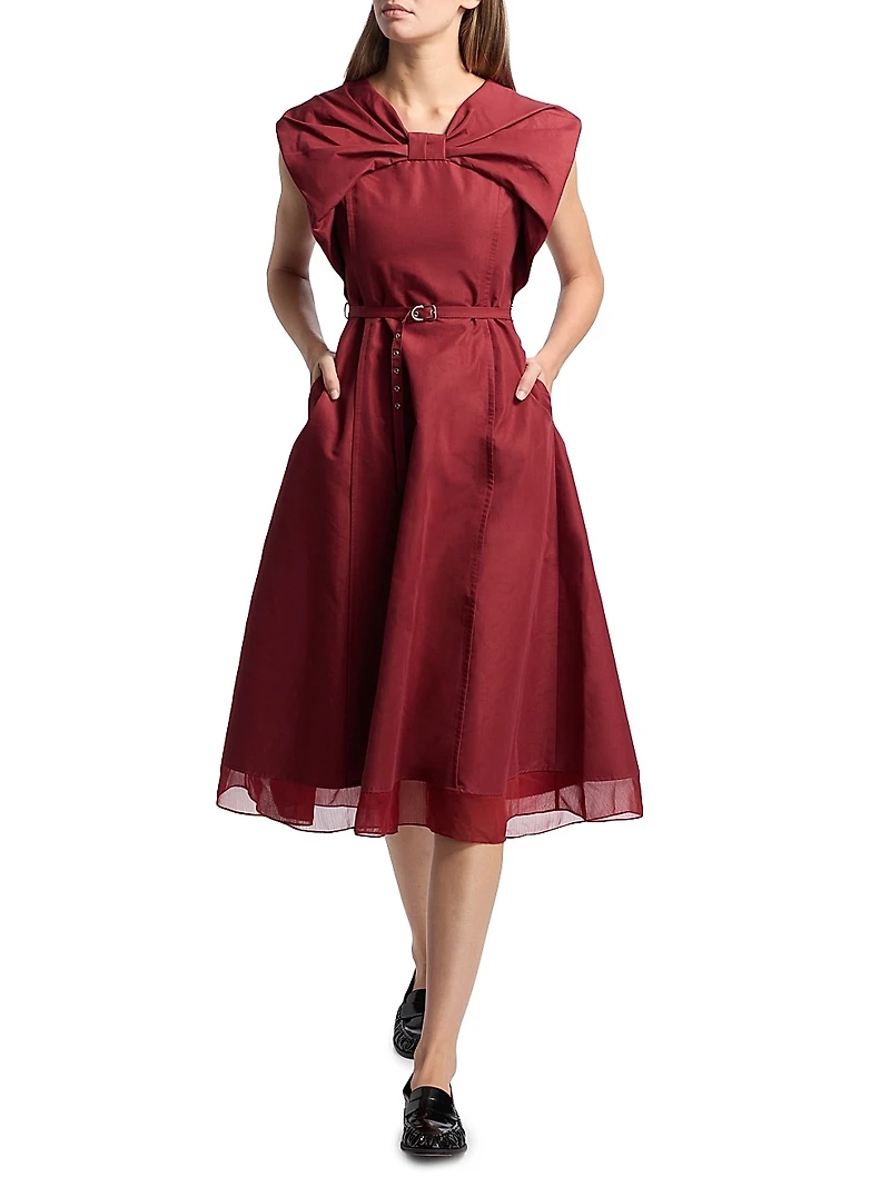 Draped Bow Cocktail Dress