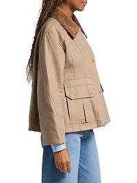 Flounce Combo Corduroy Collar Crop Jacket