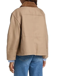 Flounce Combo Corduroy Collar Crop Jacket