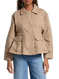 Flounce Combo Corduroy Collar Crop Jacket