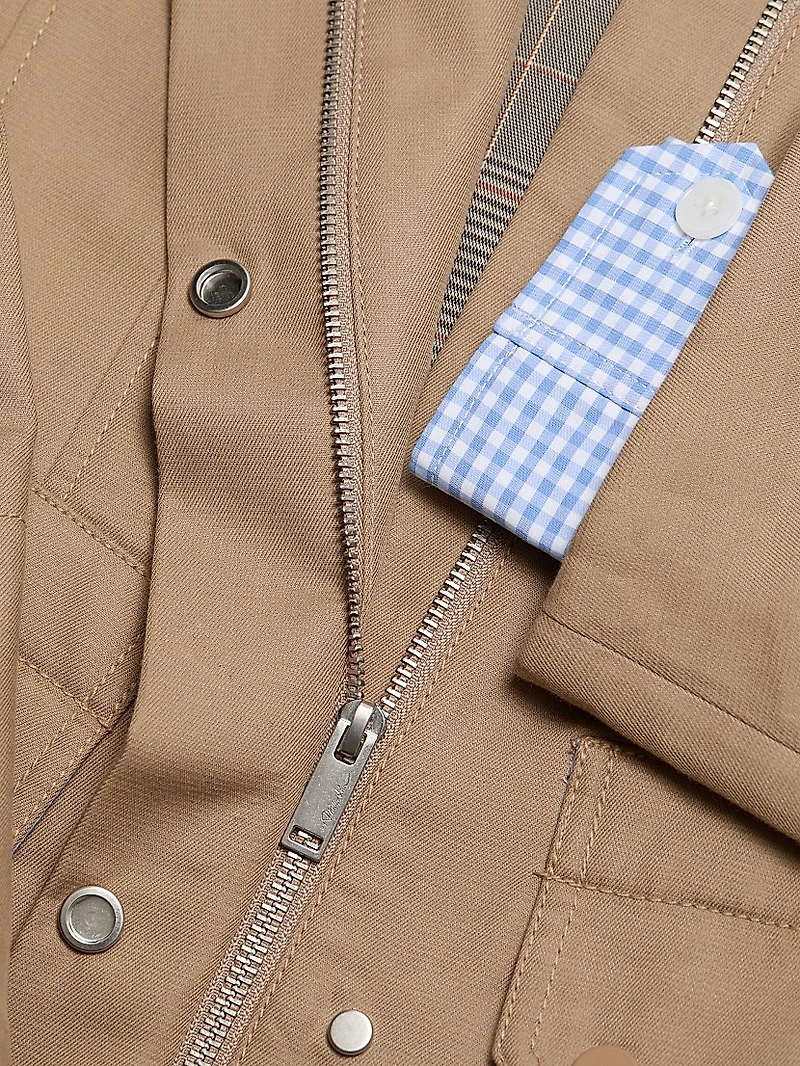 Flounce Combo Corduroy Collar Crop Jacket