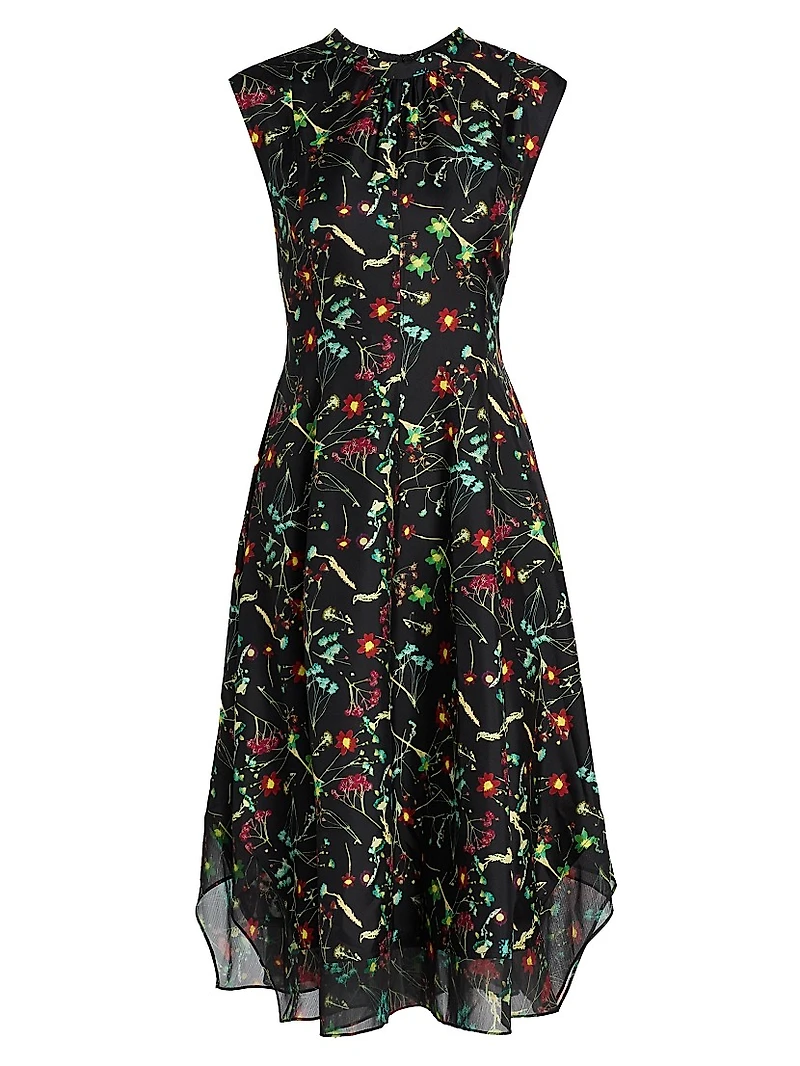 Bliss Floral Silk Fit & Flare Midi-Dress
