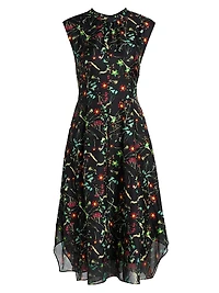 Bliss Floral Silk Fit & Flare Midi-Dress