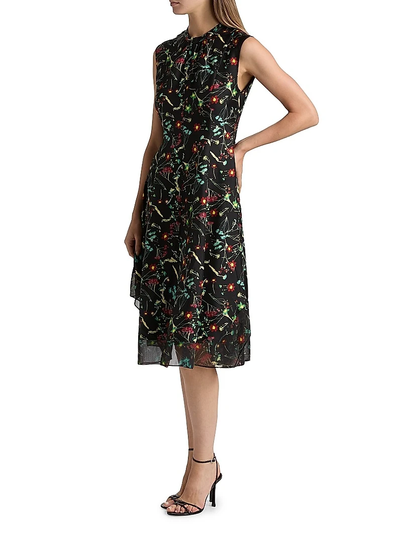 Bliss Floral Silk Fit & Flare Midi-Dress