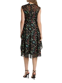 Bliss Floral Silk Fit & Flare Midi-Dress