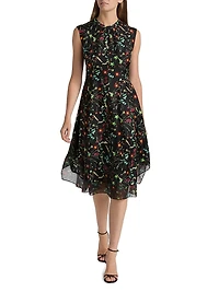 Bliss Floral Silk Fit & Flare Midi-Dress