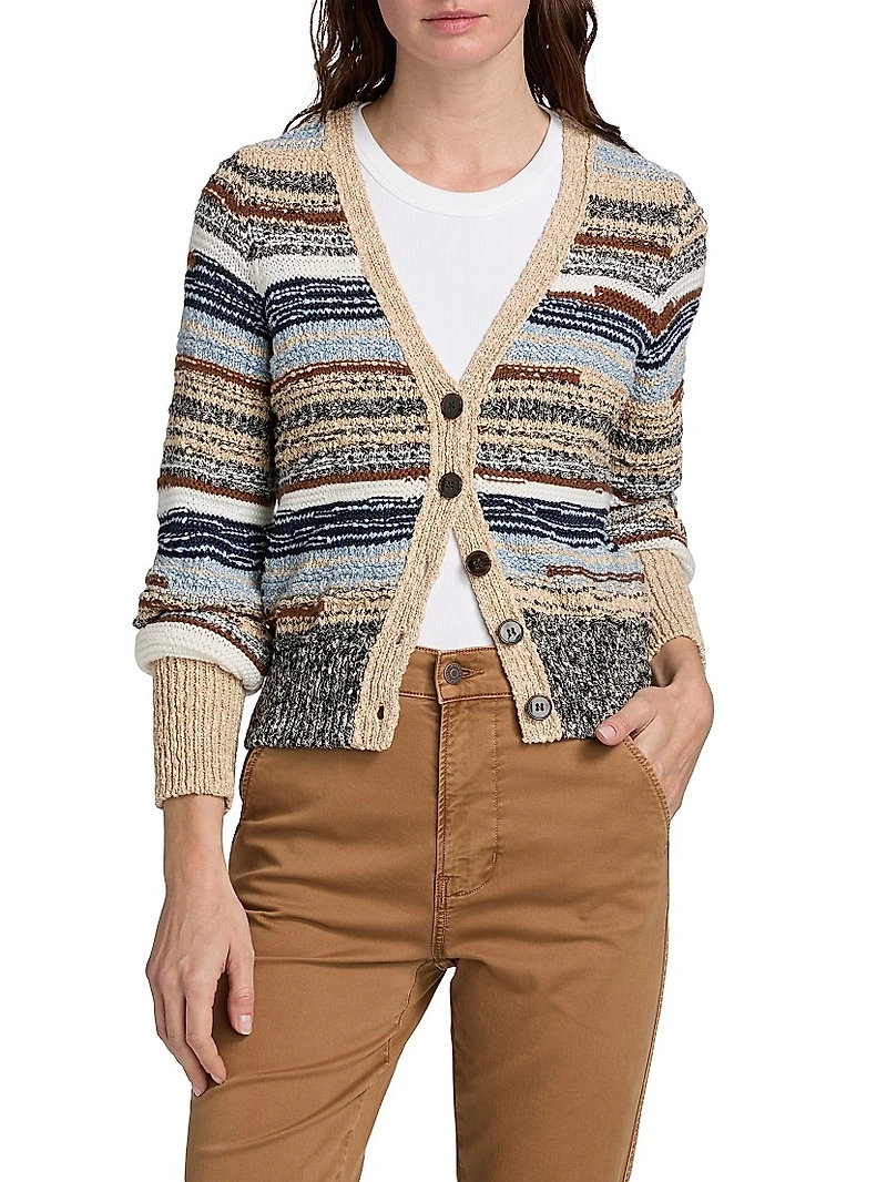 Cecily Striped Cotton Cardigan
