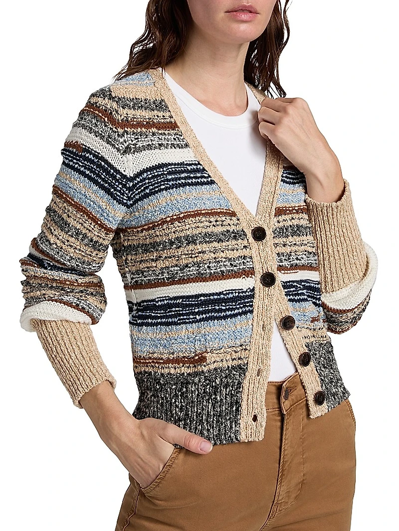 Cecily Striped Cotton Cardigan