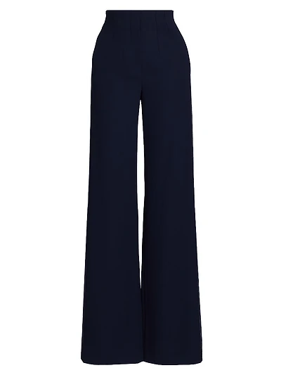 Elin Topstitched Wide-Leg Pants