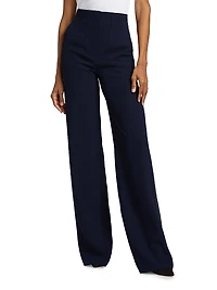Elin Topstitched Wide-Leg Pants