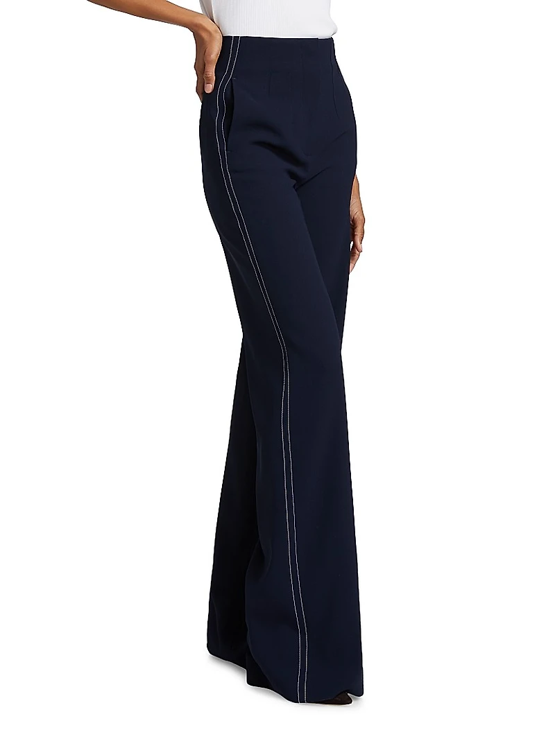 Elin Topstitched Wide-Leg Pants