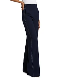 Elin Topstitched Wide-Leg Pants