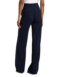 Elin Topstitched Wide-Leg Pants