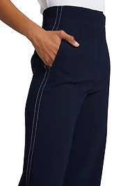Elin Topstitched Wide-Leg Pants