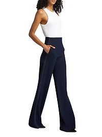 Elin Topstitched Wide-Leg Pants