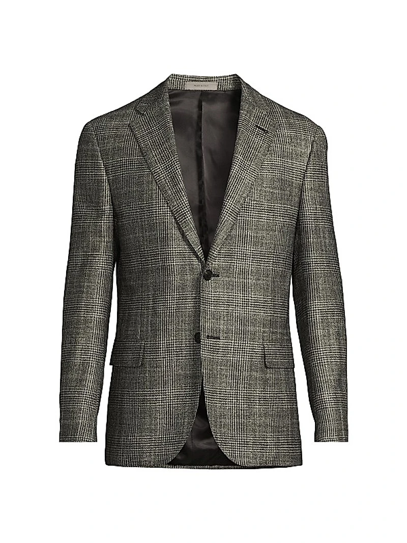 Plaid Wool-Silk-Cashmere Sport Coat