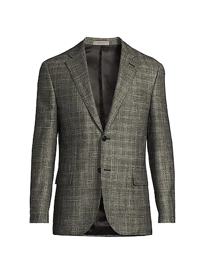 Plaid Wool-Silk-Cashmere Sport Coat