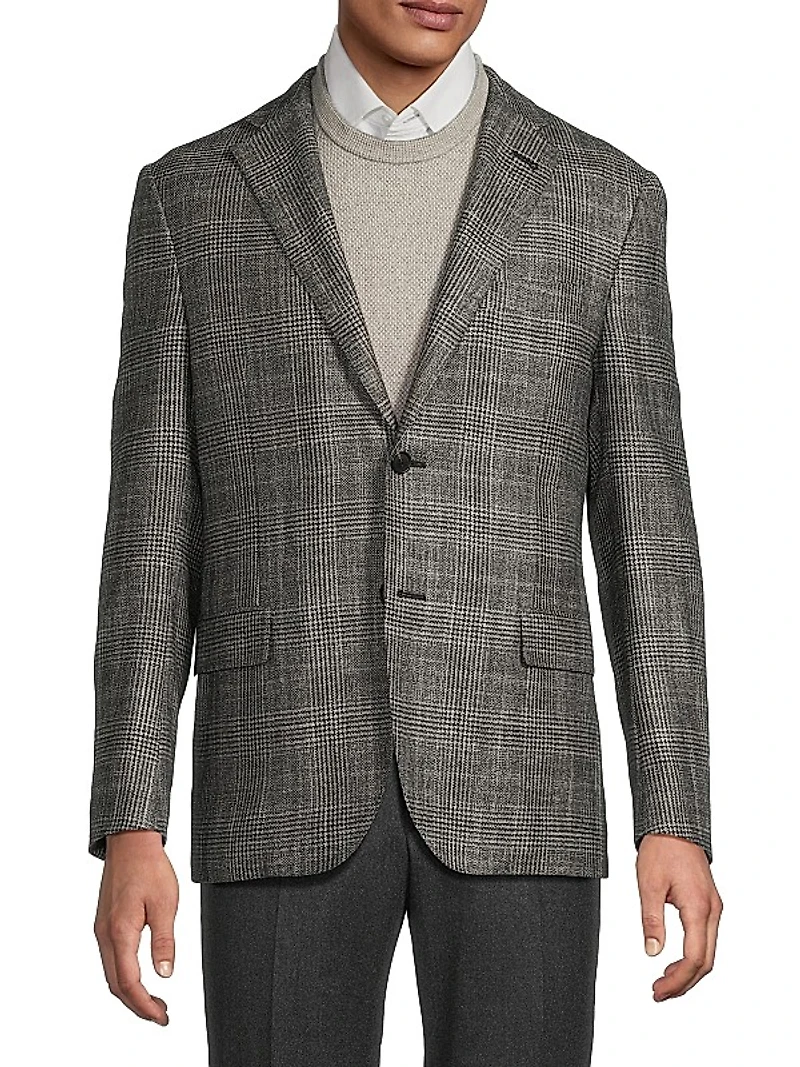 Plaid Wool-Silk-Cashmere Sport Coat