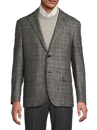 Plaid Wool-Silk-Cashmere Sport Coat