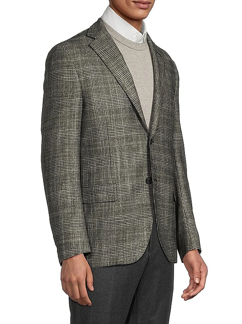 Plaid Wool-Silk-Cashmere Sport Coat