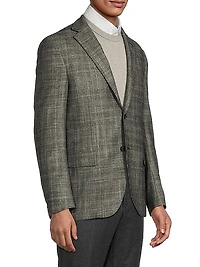 Plaid Wool-Silk-Cashmere Sport Coat