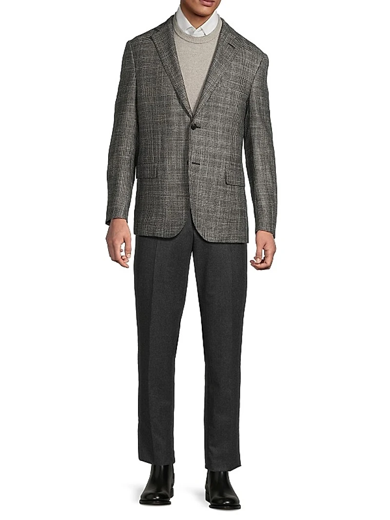 Plaid Wool-Silk-Cashmere Sport Coat