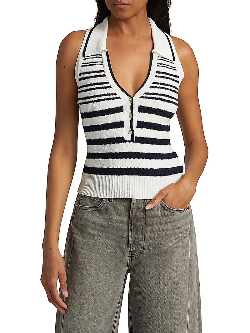 Meera Striped Knit Halter Top