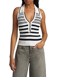 Meera Striped Knit Halter Top